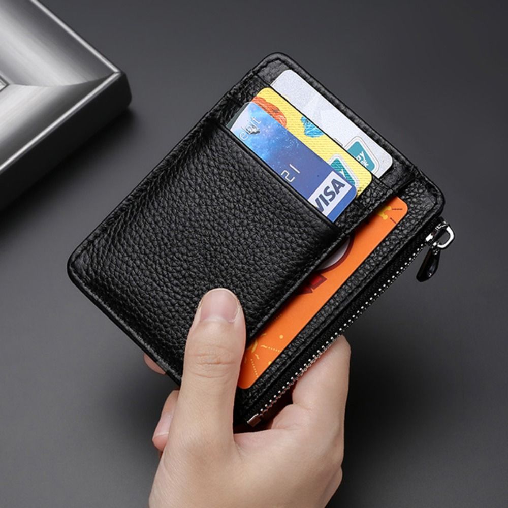 Slim Card Slot Case - Genuine Leather ID Card Holder Candy