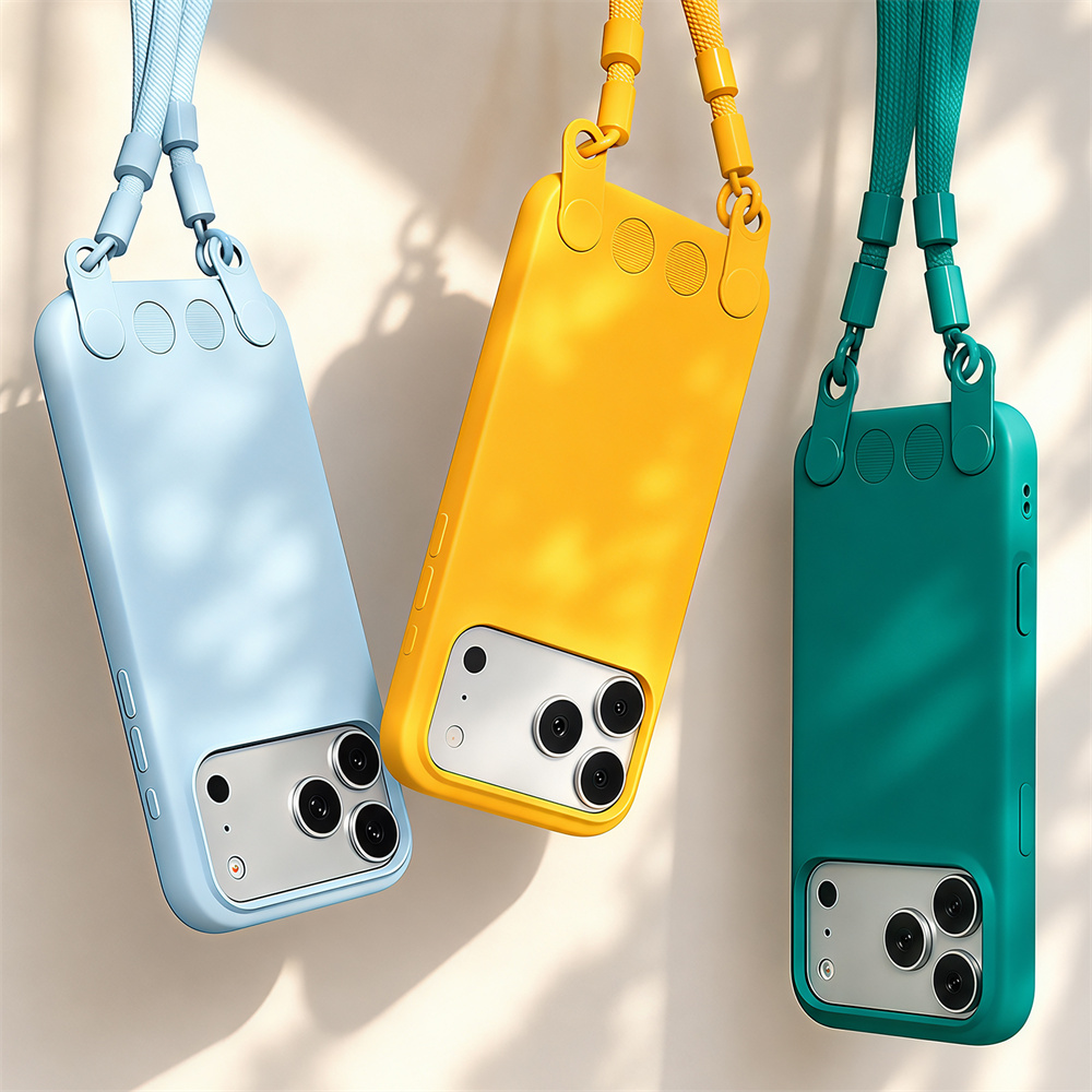 Silicone Liquid Case - Crossbody Lanyard Matte Liquid Silicone Phone