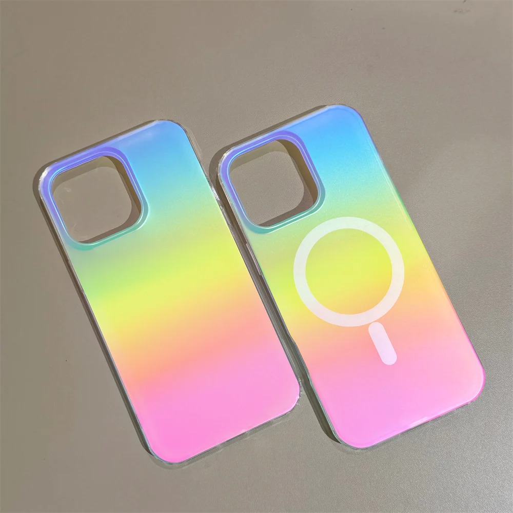 Gradient Color Case - Frosted Laser Gradient Rainbow Case for