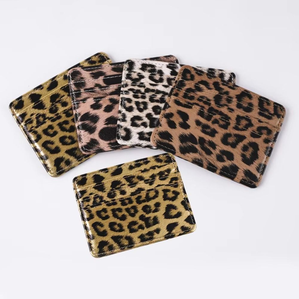 Slim Card Slot Case - Classics PU Leather Leopard Print Card