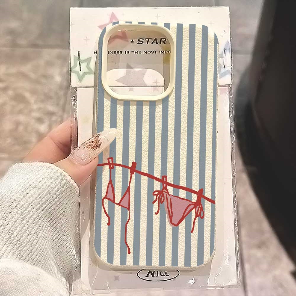 Phone Cases Rugged - Blue White Striped Bikini Phone Case