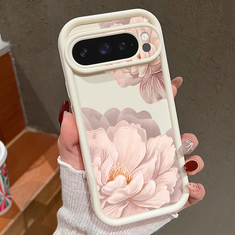 Phone Cases Google Pixel 9A - Pink Flowers Patterned Soft TPU Phone