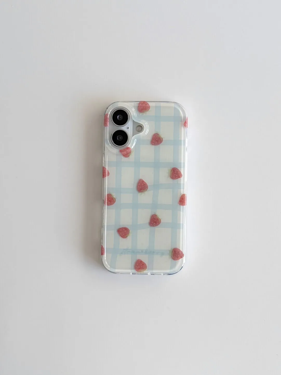 Phone Cases Expensive - Fresh Blue Grid Pattern Strawberries Luxury