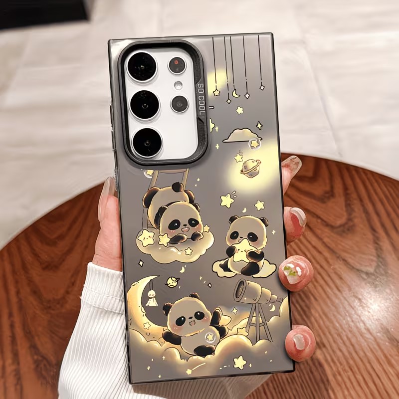 Gradient Color Case - Starry Sky Cloud Panda Print Phone