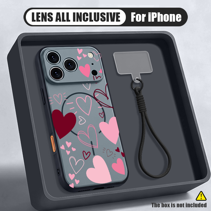 Phone Cases With Loop - Love Heart Pattern Magnetic Phone Case
