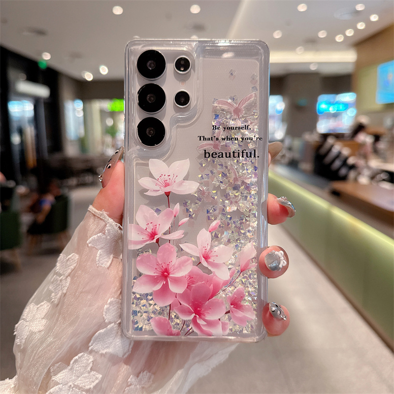 Silicone Liquid Case - Glitter Rhinestone Quicksand Case for Samsung