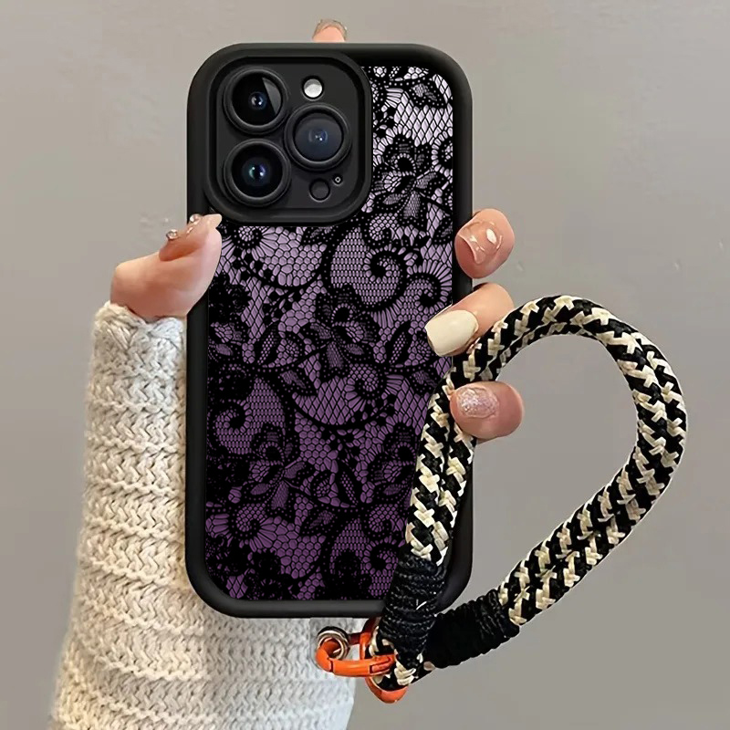 Black Purple Lace Hang Strap P - огляд і ціна Phone Cases With Loop