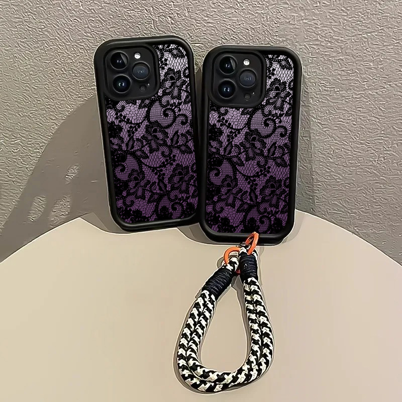 Black Purple Lace Hang Strap P - огляд і ціна Phone Cases With Loop