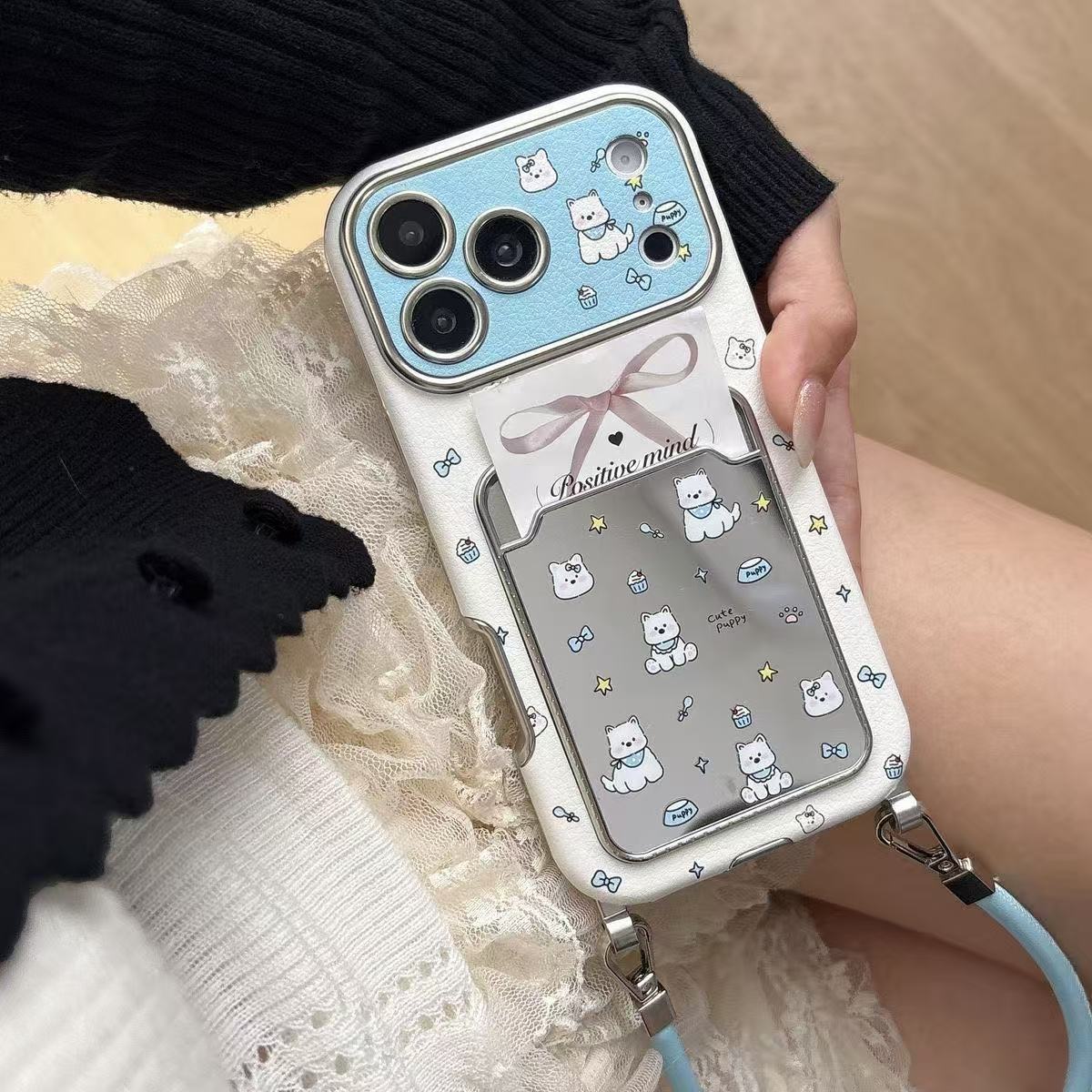 Cute Puppy Mirror Card Holder  - огляд і ціна Phone Cases With Loop