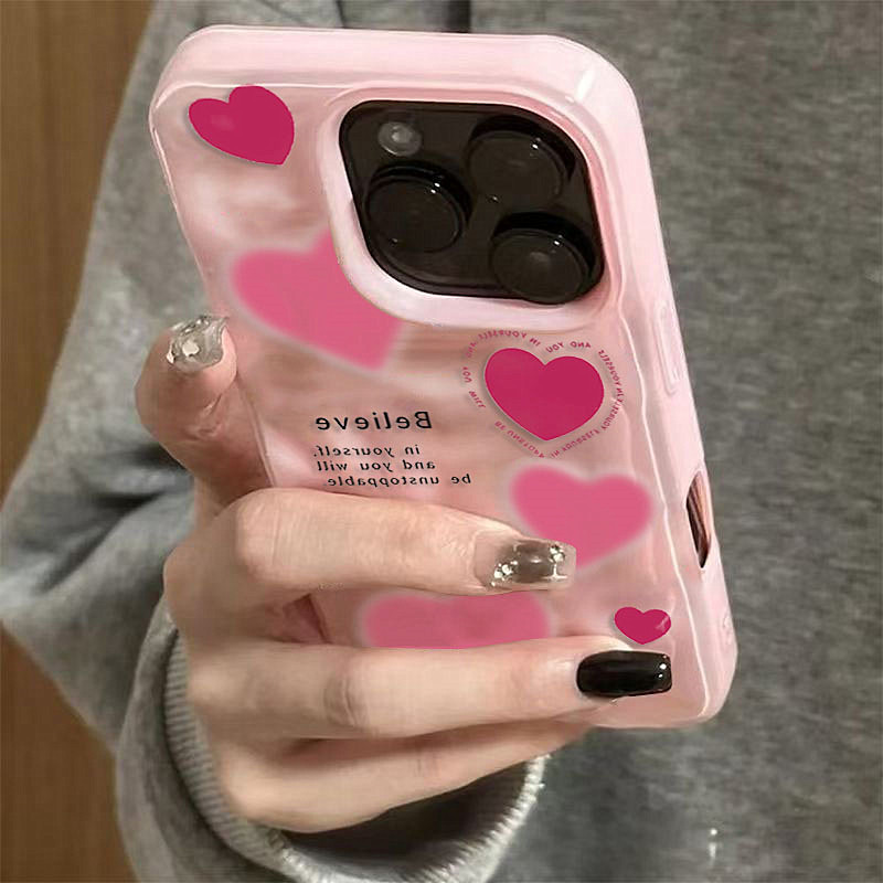 Luxury Pink Love Heart Folds T - огляд і ціна Phone Cases Expensive
