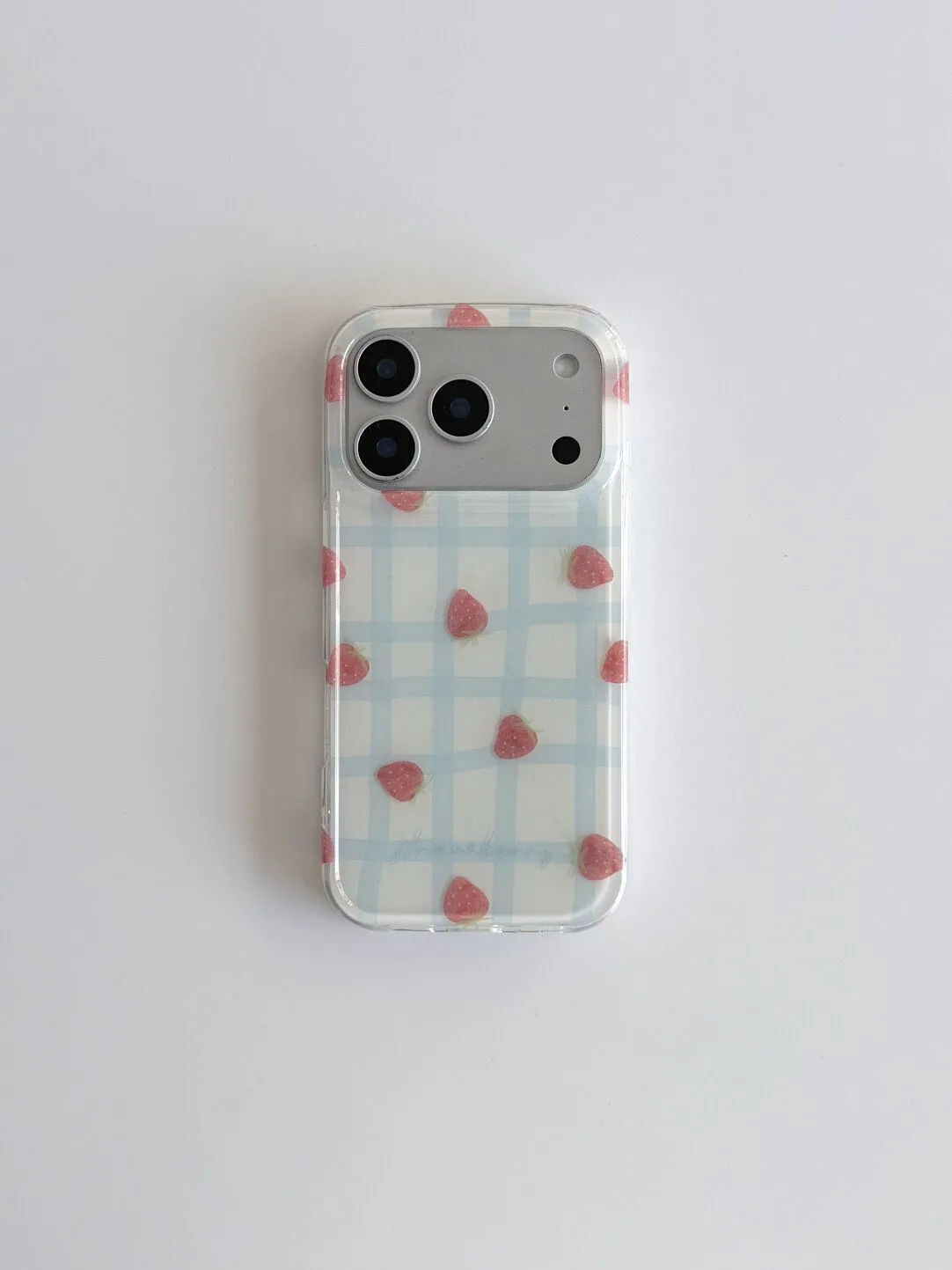 Fresh Blue Grid Pattern Strawb - огляд і ціна Phone Cases Expensive
