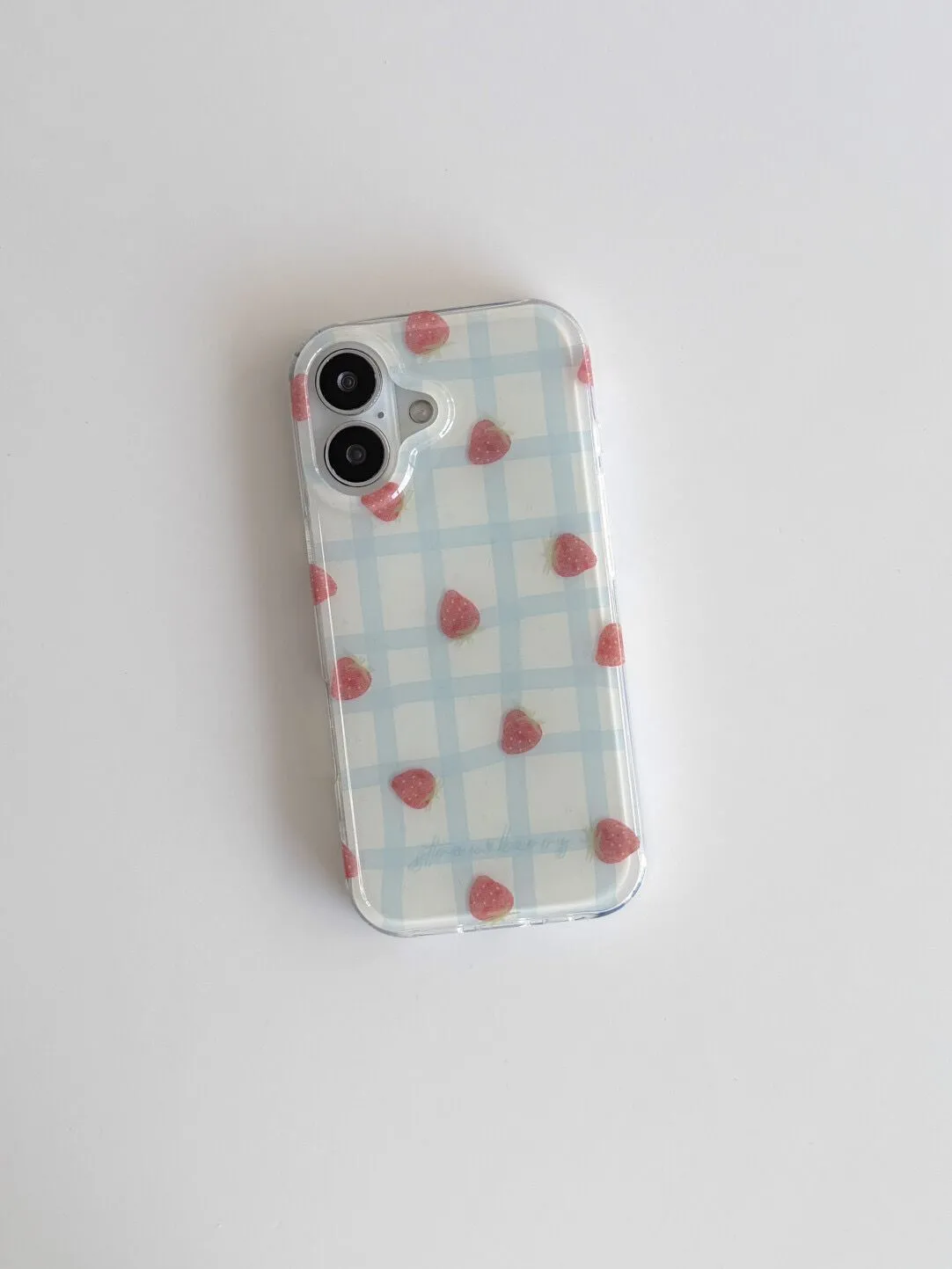 Fresh Blue Grid Pattern Strawb - огляд і ціна Phone Cases Expensive